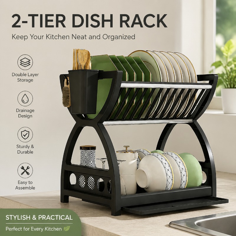 Kitchen Appliances Storage - Rak Pengering Piring 2 Tingkat untuk