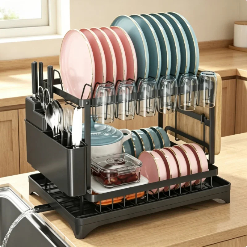 Rak Pengering Piring 2 Tingkat - Kitchen Appliances Storage ulasan dan harga