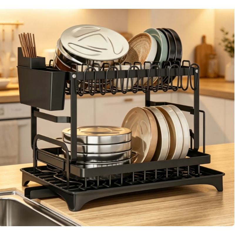 Rak Pengering Piring Logam 2 T - Kitchen Appliances Storage ulasan dan harga