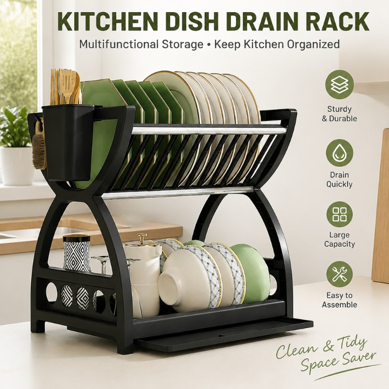 Rak Pengering Piring 2 Tingkat - Kitchen Appliances Storage ulasan dan harga