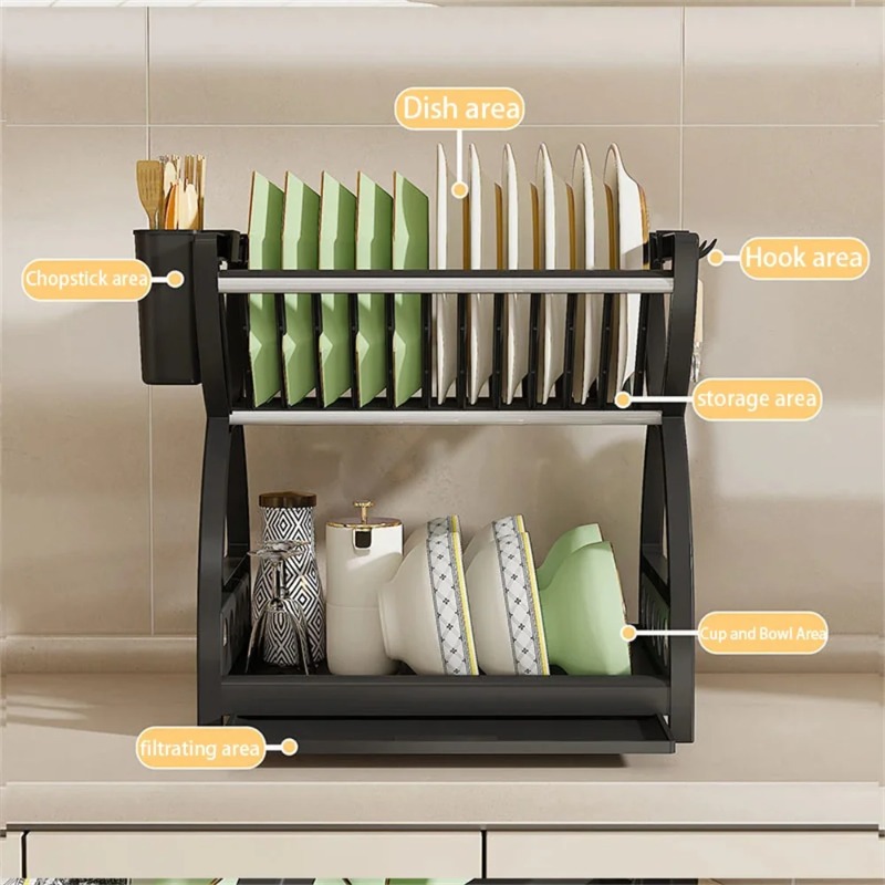 Rak Pengering Piring 2 Tingkat - Kitchen Appliances Storage ulasan dan harga